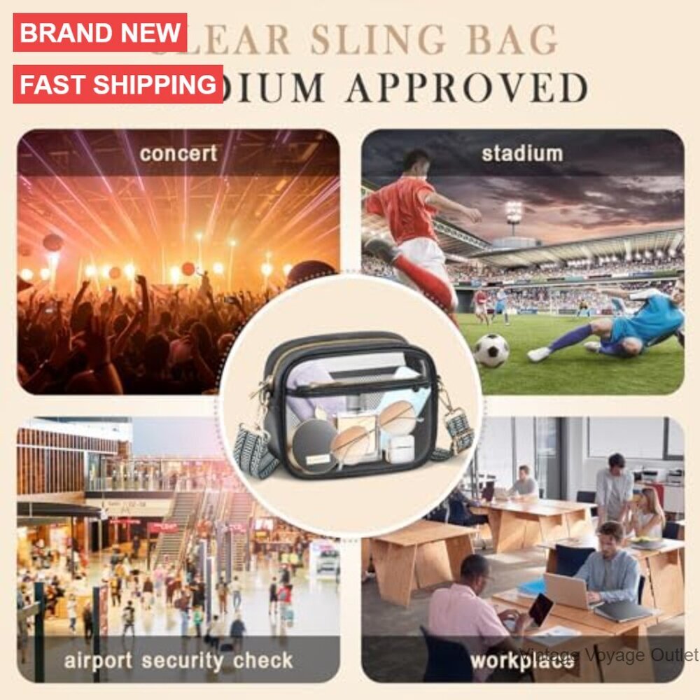 Clear Stadium Crossbody Bag for Concerts Sports Events Adjustable Strap - Picture 7 of 7